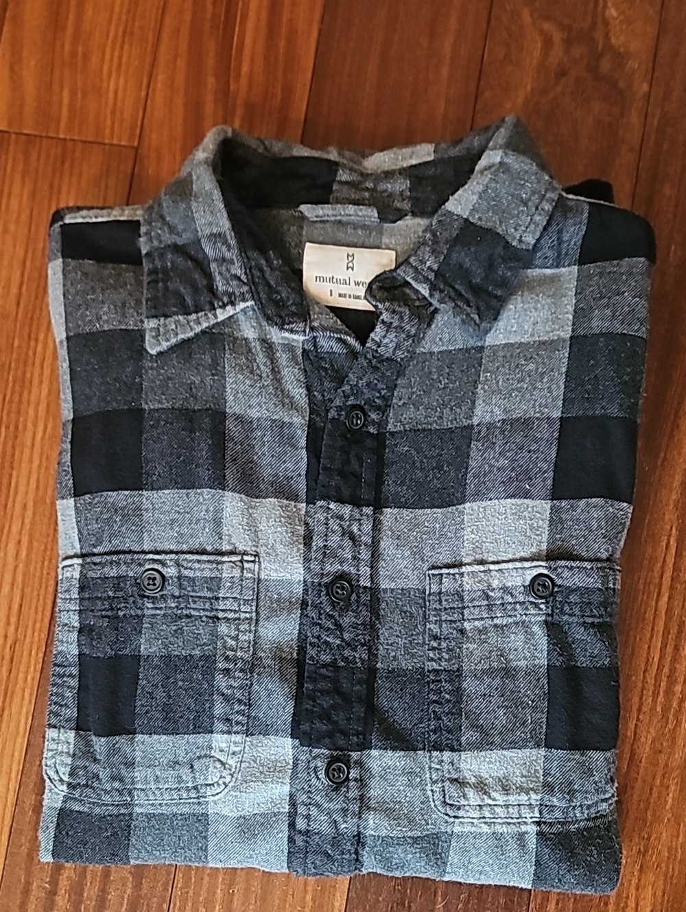 Men's Black and Gray Plaid Button-Down Shirt